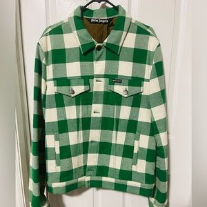 Palm Angels Curved Logo Checked Trucker Jacket